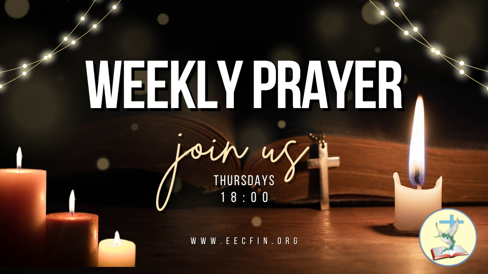 Weekly prayer meeting with congregation